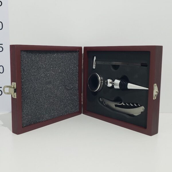 Set De Vino 4piezas Estuche De Madera