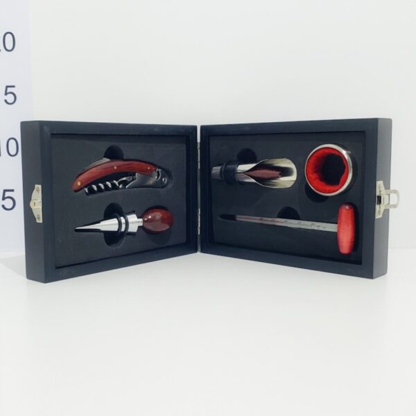 Set De Vino 5piezas Estuche De Madera