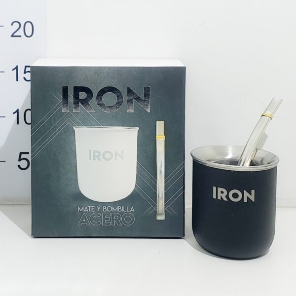 Mate Y Bombilla Acero Iron (blanco/negra)