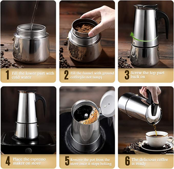 CAFETERA ESPRESSO DE ACERO INOXIDABLE - Imagen 6