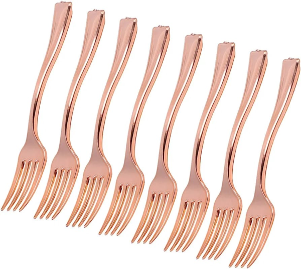 TENEDOR PLASTICO METALIZADO