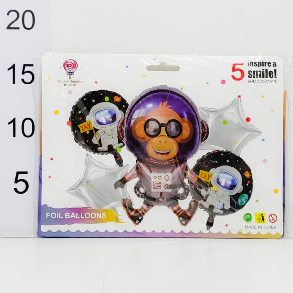 Set Globos Mono 5 Unidades (1 Personaje, 2 Estrellas, 2 Circulares)