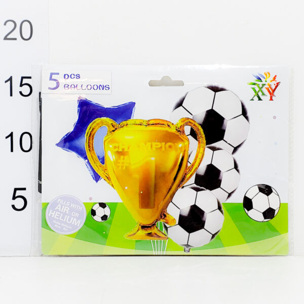 Set Globos Champion 5 Unidades (1 Copa, 1 Estrella, 3 Pelotas