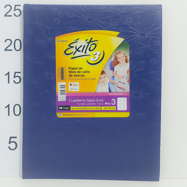 Cuaderno Tapa Dura Abc Éxito X48 Hojas Cuadriculadas Azul