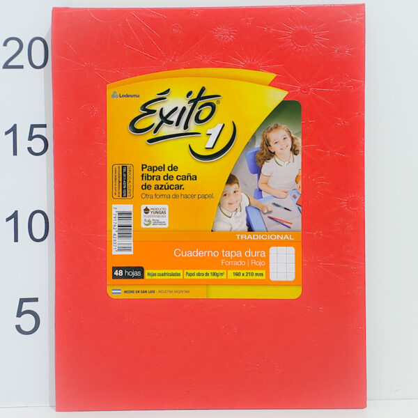 Cuaderno Tapa Dura N°1 Exito X48 Hojas Cuadriculadas Rojo