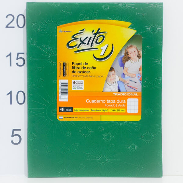 Cuaderno Tapa Dura N°1 Éxito X48 Hojas Cuadriculadas Verde