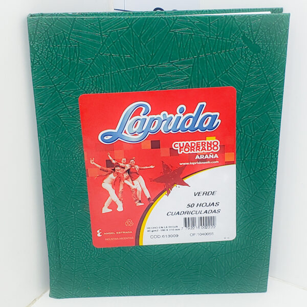 Cuaderno T dura Laprida Forrado X 50 Verde Cuadriculado