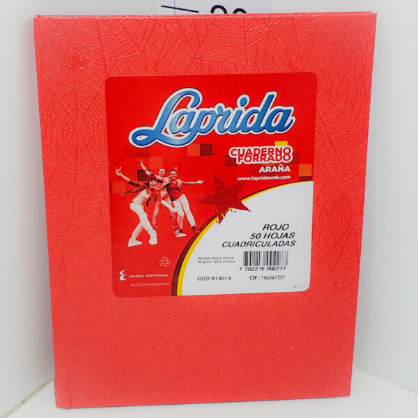 Cuaderno T/dura Laprida Forrado X 50 Rojo Cuadriculado