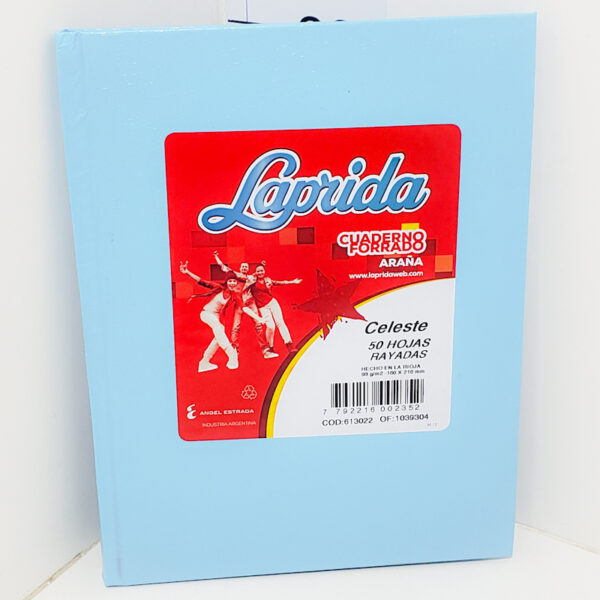 Cuaderno T dura Laprida Forrado X 50 Celeste Rayado