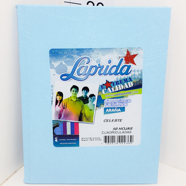 Cuaderno T/dura Laprida Forrado X 50 Celeste Cuadriculado