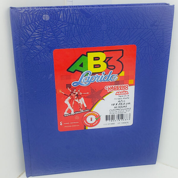 Cuaderno T/dura Laprida Ab3 19x23.5 Forrado X 50 Azul Cuadriculad