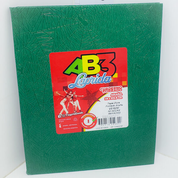 Cuaderno T/dura Laprida Ab3 19x23.5 Forrado X 50 Verde Rayado