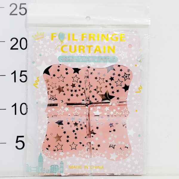 Cortina Metalizada En Franjas Con Estrellas-rosa Viejo