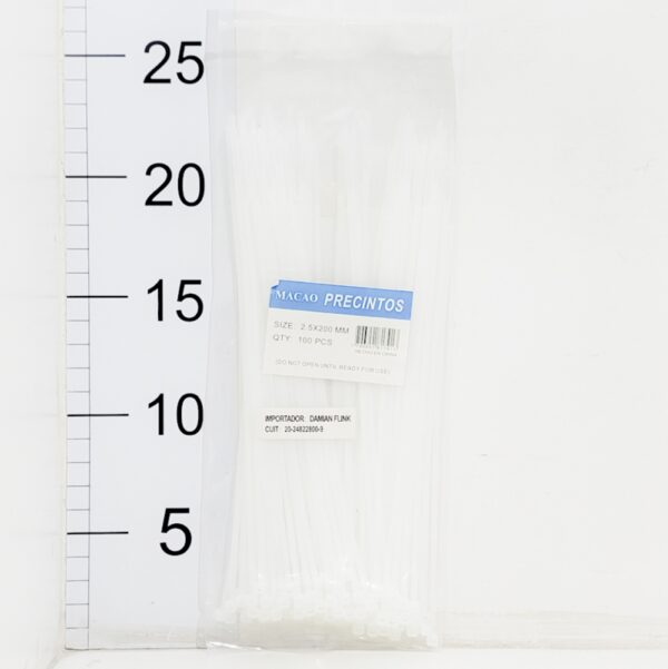 Precinto 2.5x200mm 100pc Blanco