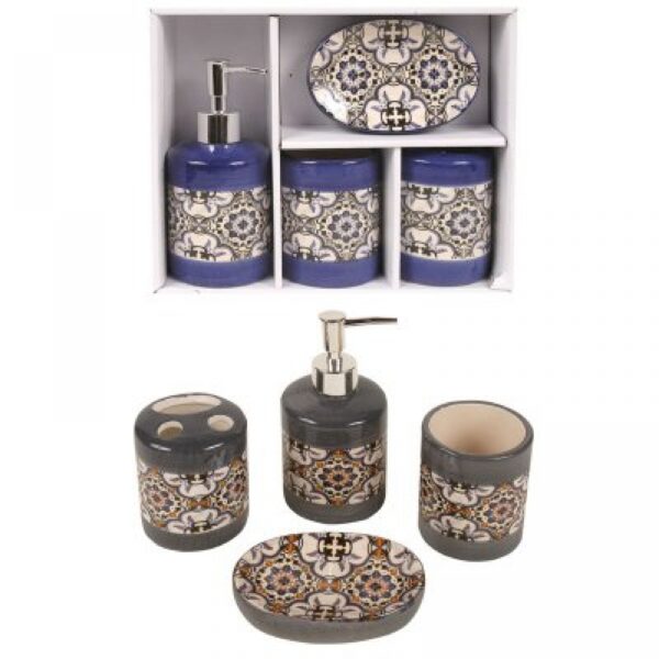 Set Baño Cerámica Diseño Mandalas. X4 Piezas.