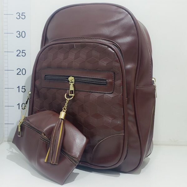 Mochila Espalda Tipo CUERO C/PORTAOBJETOS 28x35cm