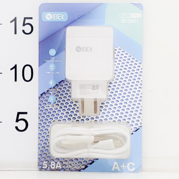 Cargador 5.8A Tipo C +USB Ibek