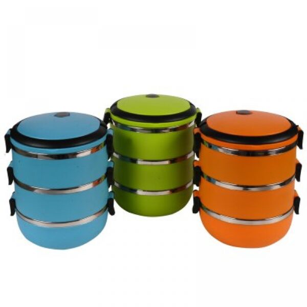Lunchera 3 Pisos, Colores Surtidos 15*19cm.