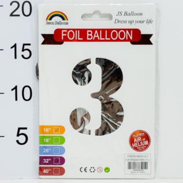 Globo Plateado Numero 3 32"