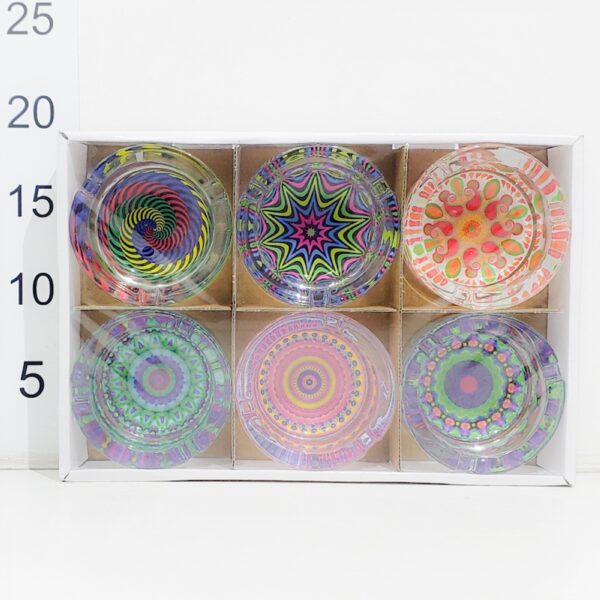 CENICERO DE VIDRIO MANDALA8.5CM X1PCS