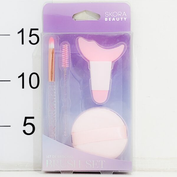 Set Blender Brocha Stencil Y Cepillo Ceja P/maquillaje X4