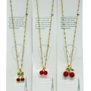 Collar cerezas dorado