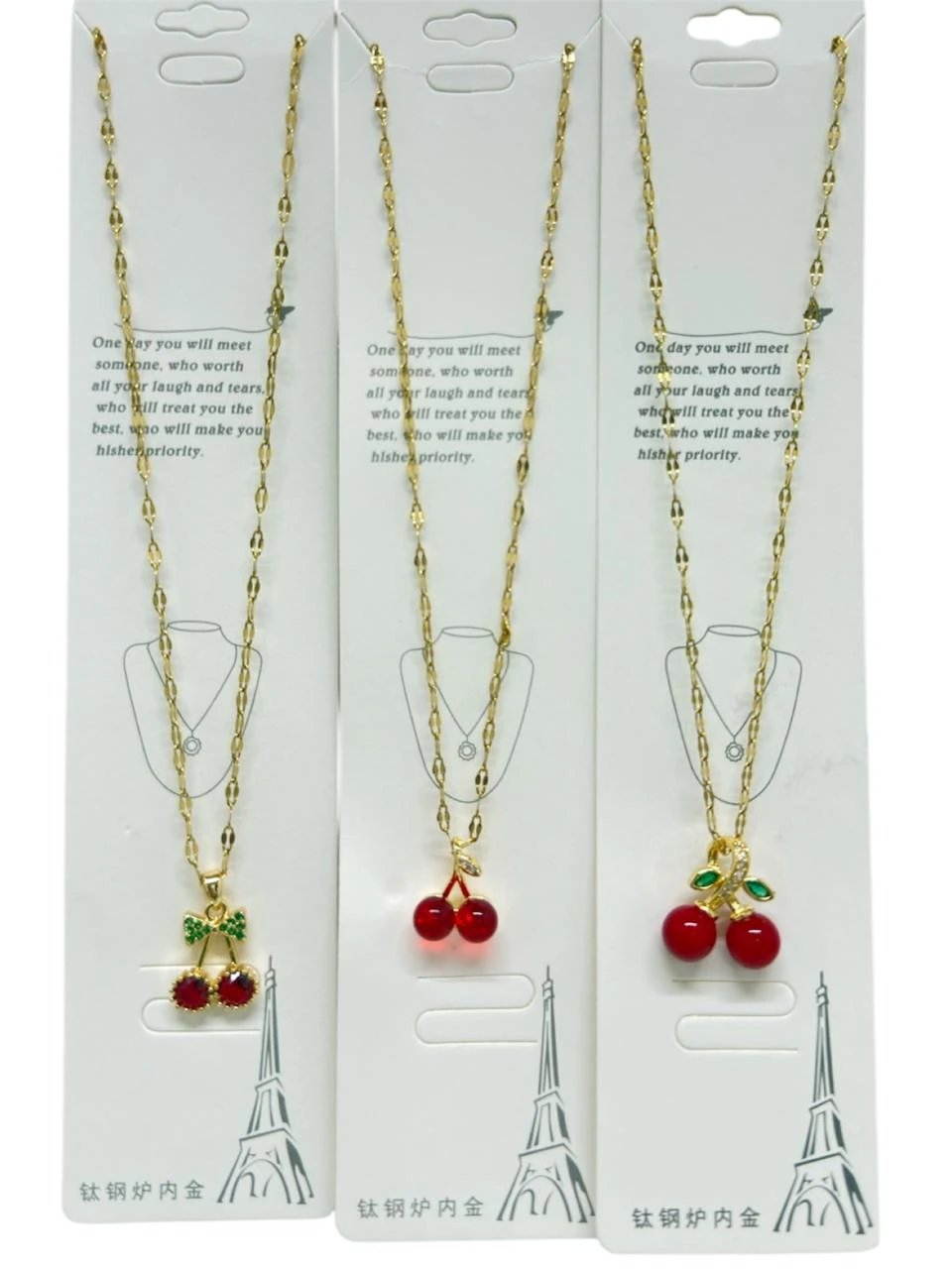 Collar cerezas dorado