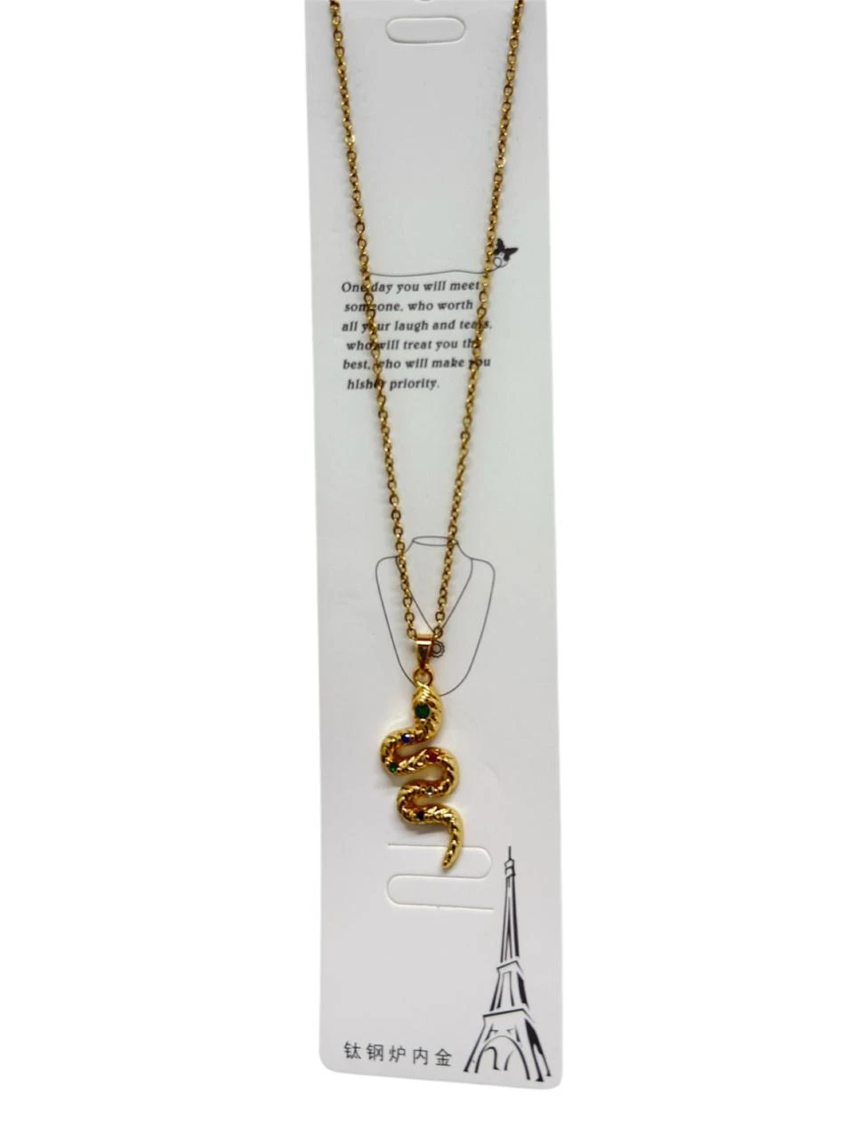 Collar dorado serpiente con strass de colores