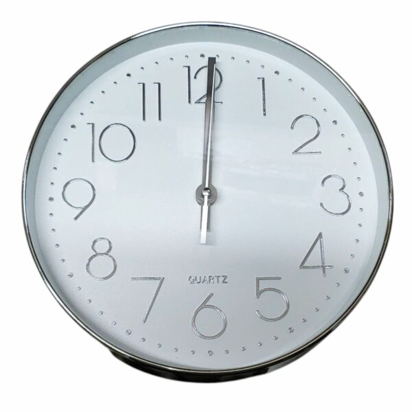 RELOJ DE PARED 25CM PLATEADO