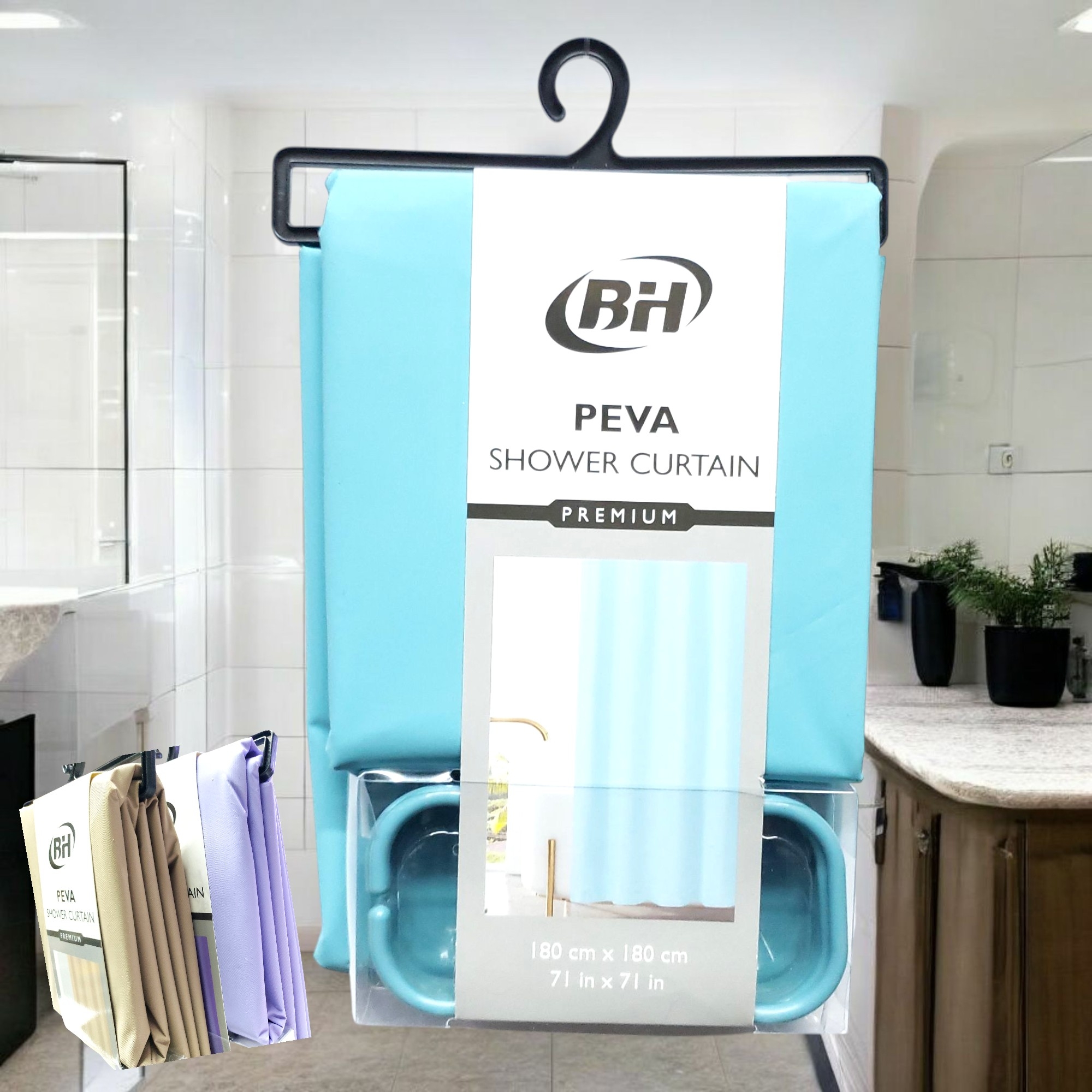 cortina de baño +12gancho 180x180cm