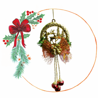 Corona navideña c/cascabel 23cm