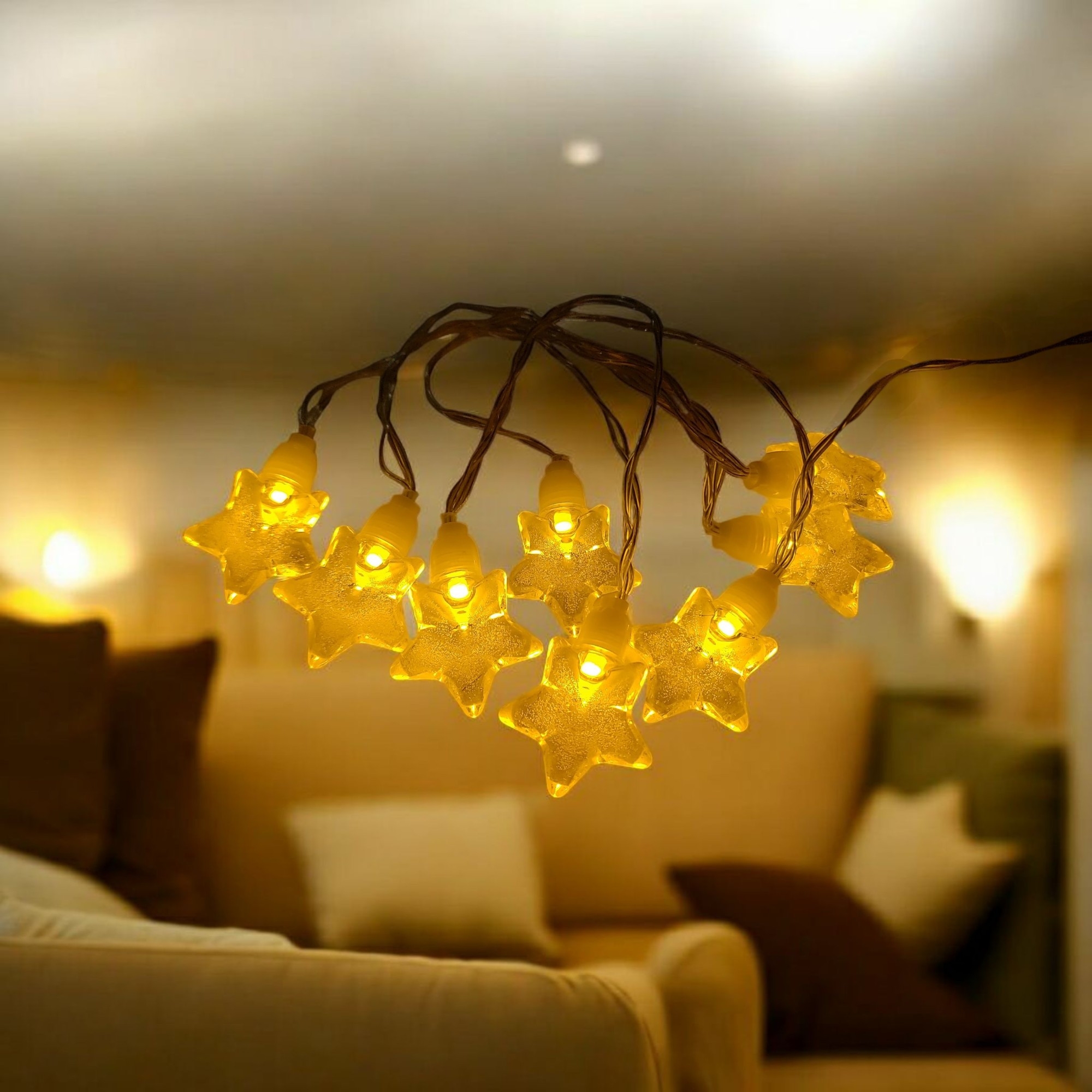 Luz navidad led estrella calida usb en bolsa