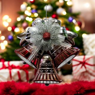 3 MEDIAS CAMPANAS CALADAS PLATA C/BCO (20cm)