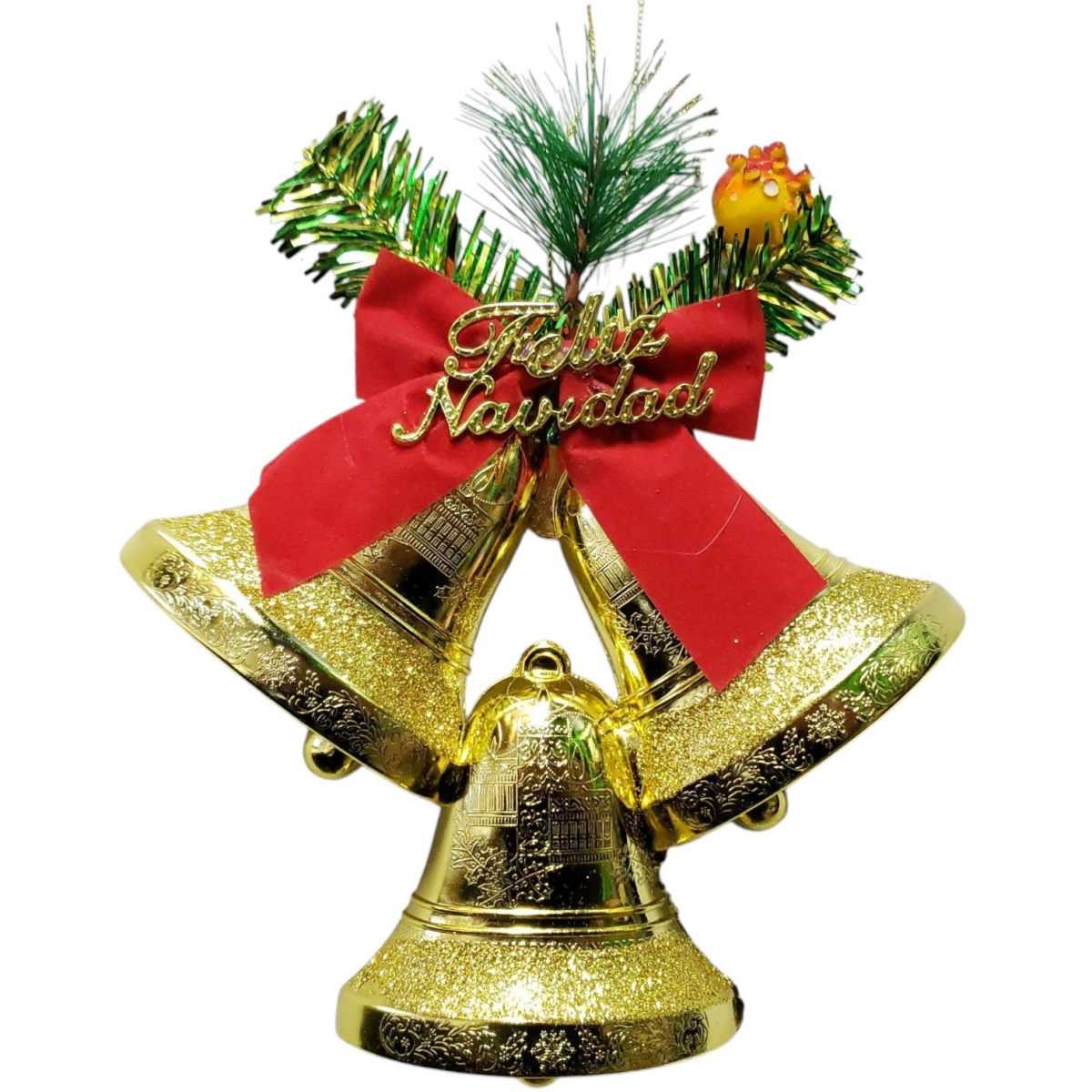 3 MEDIA CAMPANA ORO C/MOÑO (19x23cm)