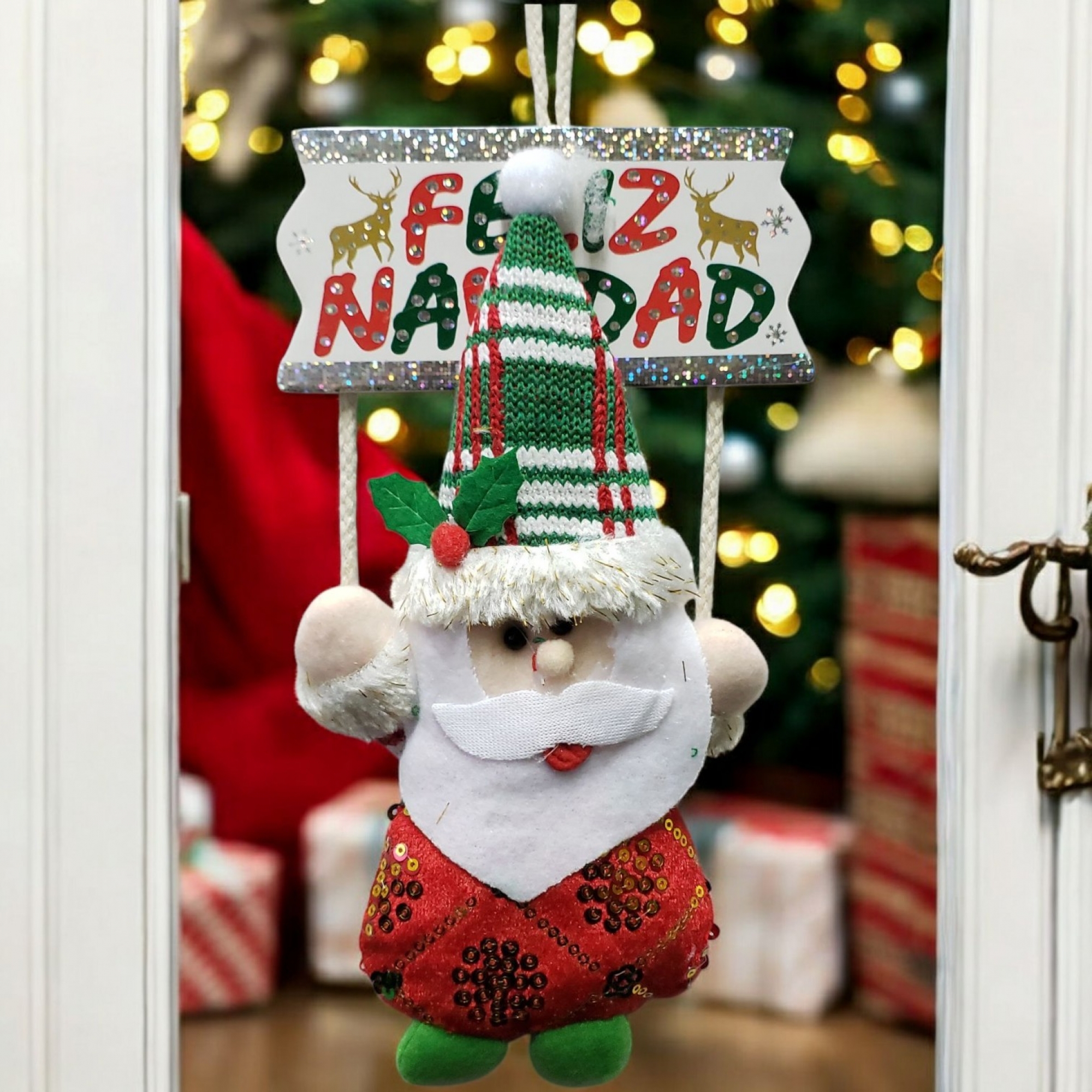 PAPA NOEL DE PAÑO COLGANTE DECO FELIZ NAVIDAD