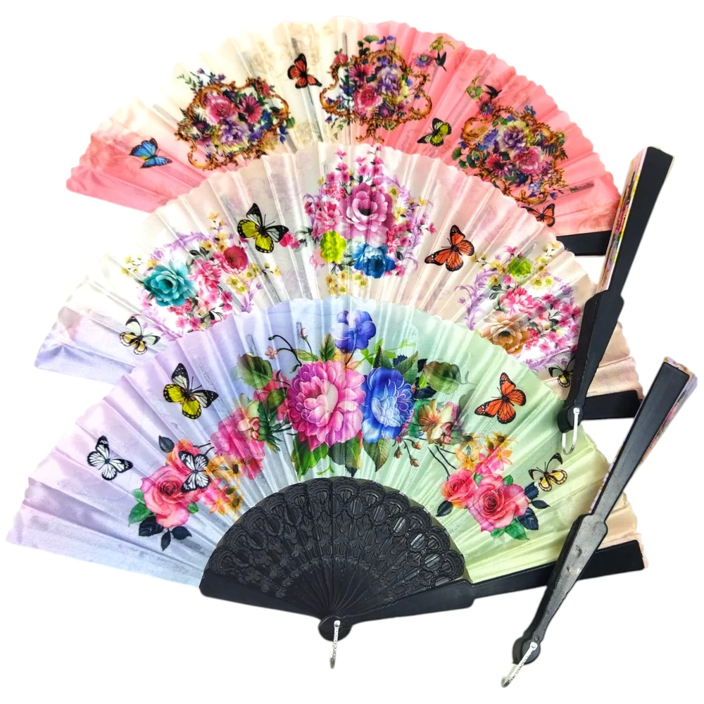 ABANICO TELA FLOR - Imagen 2