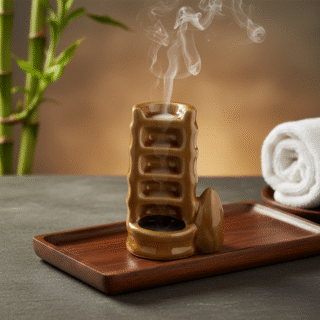 Porta sahumerio cascada de humo ceramica 7x10.5cm