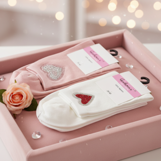 Medias algodon corazon c/piedras