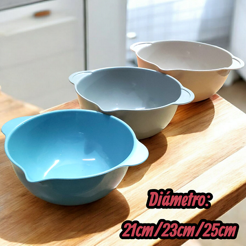 Set x3 bowls batidor c/asa bambu