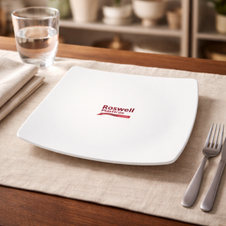 Plato playo plastico cuadrados 24.5cm blanco