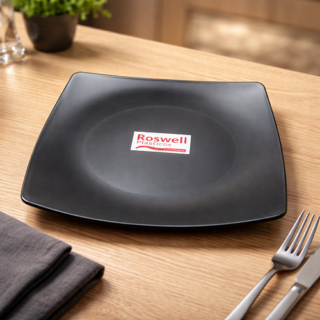 Plato playo plastico cuadrados 24.5cm negros