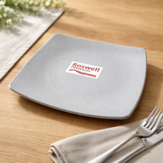 Plato postre plastico cuadrados 19.5cm eco cemento