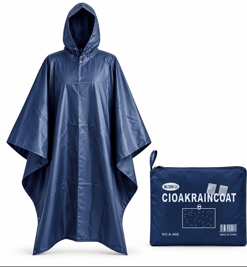 Capa de lluvia azul